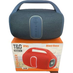 T&G New Design TG-674 Custom BT Speaker With Fm Radio Wireless Speakers Strong Bass Portable Party Stereo Outdoor Subwoofer with RGB Light (BLUE) IPX5 30W