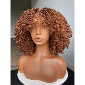 Honey Brown Curly Bob Bang Wig