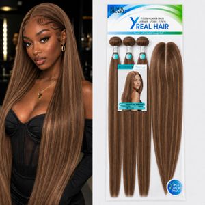 Black Pearl Human Blend Hair Bundles X Real Hair Straight 30 inch Hair Extension 3 Bundles plus 1 closure/Pack