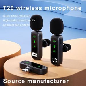 Advanced Sound Quality T20 Wireless Lavalier Microphone with Noise-Cancelling Reverb for TikTok Video Recording Type C Connector