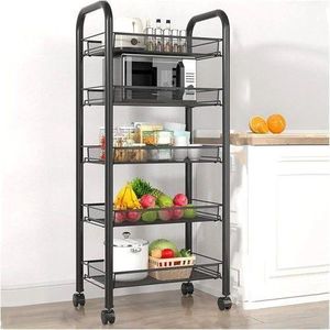 5 Tiers High Quality Trolley Storage Cart -Multipurpose Kitchen Shelf