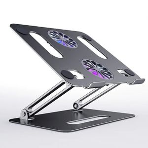 Laptop Stand Aluminum Alloy With USB Cooling Fan - Grey
