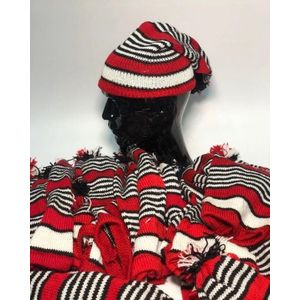 Clo Igbo Nigerian Traditional War Dance Hat Cap. Ohafia Men's Knitted Stripped Hat/Nze