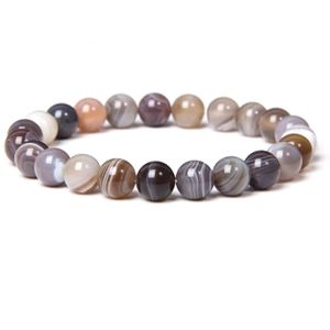 Botswana Agates Stone Unisex  Round Beads Bracelet