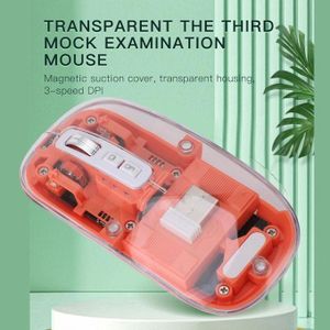 Transparent Mouse, Rechargeable Wireless Bluetooth Mouse with Silent Click, Seven Color Breathing Light, 800, 1200, 1600 DPI,3 Devices Connection for PC/Laptop( Orange)