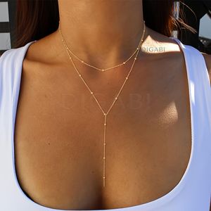 Digabi New Double-Layer Rice Pearl Necklace, Individual Fashion Easy Large Rice Bead Multi-Layer Tassel Neck Chain