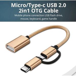 2 in 1 OTG USB Cable Adapter Micro USB Type C To USB Converter Cable