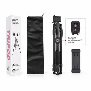 Tripod Stand With Remote Control 3388 ( 6ft tall  ) - Black Aluminum Tripod, Portable Stand, Suitable For Live Streaming and Video Recording. Compatible with Mobile Phones, Cameras, Mini Ring Lights.