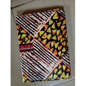 Yellow Orange Geometric Adire Ankara Cotton Fabric 5 Yards
