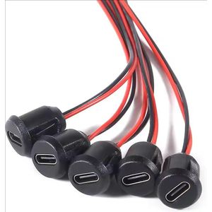 5pcs Type-C Female Chassis 2 Pin Direct Crimp USB Female Chassis C Connector Jack Female Charging Port 3A USB-C Charger Plug