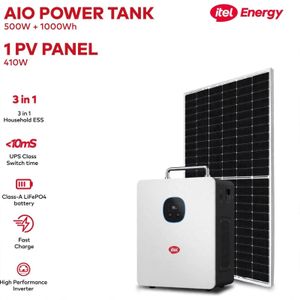 High Quality itel AIO Power Tank 500W 1000Wh Solar Generator + 410W Solar Panel - 3 in 1 Household ESS - UPS 