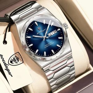 POEDAGAR Men's Classic Big Face Chronograph – Waterproof Stainless Steel Quartz Watch