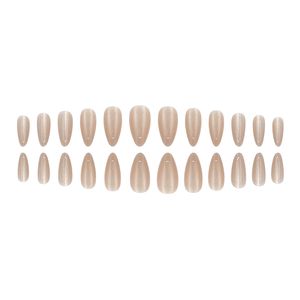 High-end milk apricot solid color cool-toned false nails