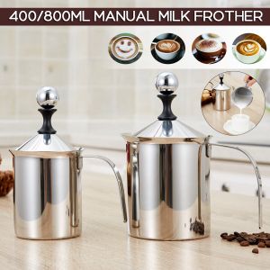 1pc 800ml Milk Frother Handheld, Manual Milk Foamer, Milk Creamer