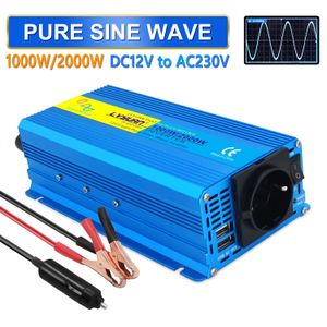 LVYUAN Power Inverter 1000W/2000W 4 AC Outlets and 4 USB Charging Ports DC to AC Inverter 12V to 110V Car Converter DC 12V Inverter with Digital LCD