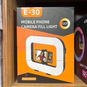 E-30 LED RGB Light Rectangular Shaped Video-Light for Influencer Camera Phone Holder Selfie-Stick Rechargeable Adjustable Lamp Remote Control Ring-Light