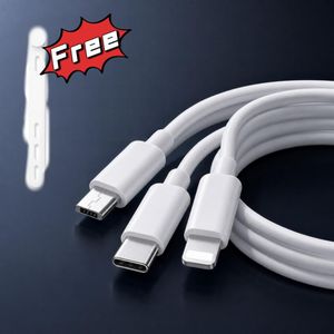 1.2M 3-in-1 Fast Charging Liquid Silicone Cable + FREE Cable Organizer Type-C, Micro-USB, and Lightning