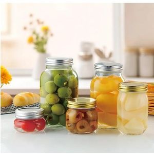 Mason Jars 5oz to 32 oz, Quart Wide Mouth Mason Jar With Airtight Lids, Glass Canning Jars for Fermenting, Pickling, Meal Prep, Overnight Oats & Centerpieces - 6pcs set.