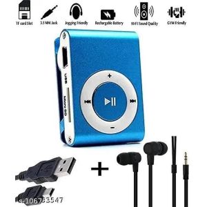 MP3 Player Metal Clip (Walkman) – Portable Music Player with Earpiece & Charging Cable