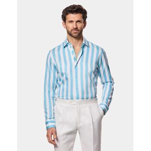 Hawes & Curtis Slim Fit Blue & White Bengal Stripe Shirt