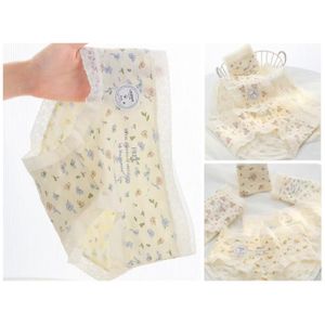 3pcs/set 7A antibacterial cotton country floral women underwear mid-waist, skin-friendly and seamless, hip-hugging antibacterial pure cotton crotch Girlsunderwear 