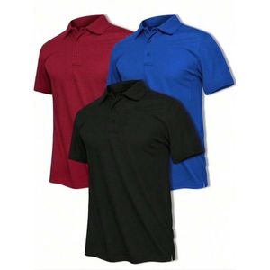 3 IN 1 Quality Unisex Collar Neck T-shirt - Black , Red , Blue