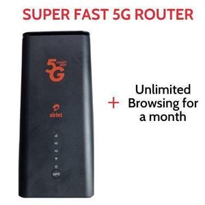 Airtel 5G Physical Sim LTE WiFi Router With Sim Card And Comes With Unlimited Browsing For A Month+ power bank 