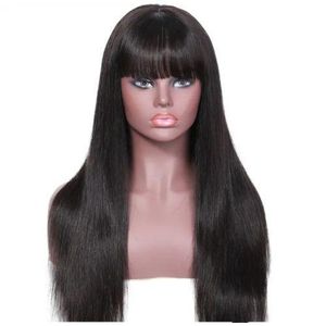 Women Lady High Quality Real Hair. Straight Fringe Bang Wig.