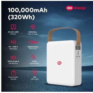 itel POWER GO PRO 100,00O0MAH FOR APPLIANCES (320wH AD/DC PORT POWER STATION)