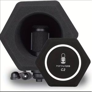 ALCTRON Microphone Wind Shield Pop Filter Isolation Ball - Acoustic for Recording Studios Mic, Sound-Absorbing Foam with a Five-Sided Seal Design to Effectively Minimize Noise And Reflections. PF8 ( Black )
