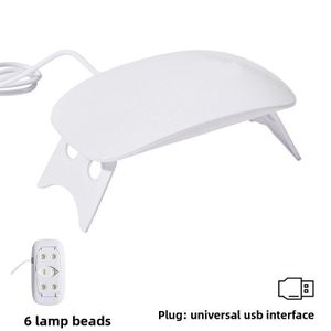 Handheld Mini UV/LED Nail Lamp - 6 LEDs Portable Nail Dryer with Integrated USB Cable for Gel Polish & Wigs