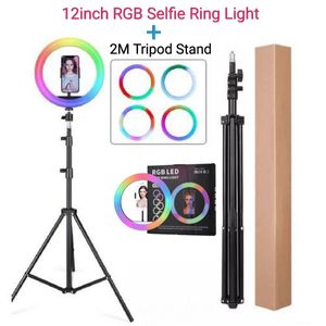 12-Inch RGB LED Selfie Ring Light with 2-Meter Adjustable Tripod Stand