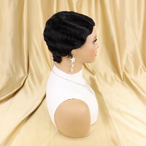 Short Wavy Hair Wig Black