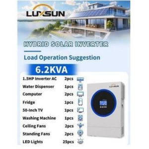 LUXSUN  6.2KVA 48V Hybrid Solar Inverter – 120A MPPT