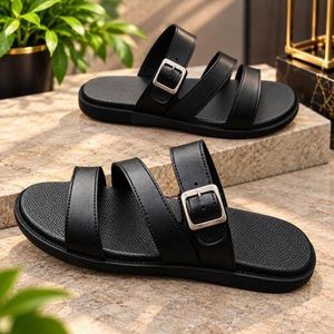 Unisex Open Toe Palm Leather Slippers