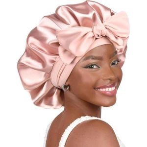 Adjustable satin sleep cap, designed specifically for women, with a double-layer design to reduce friction and prevent frizz, ideal for naturally curly ha