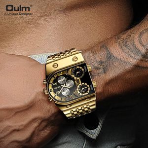 Oulm Men’s Luxury Sports & Business Watch Set – Stainless Steel Wristwatch with Fashion Bracelet, Gift Set