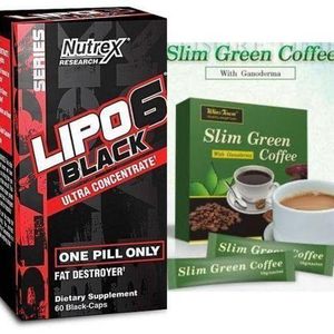 Loila Nutrex RESEARCH Lipo 6 Black Ultra Concentrate Fat Destroyer WEIGHT LOSS + SLIM GREEN COFFEE 2pcs