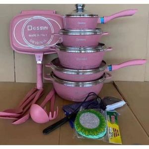 9 PCS Set Diecast Non-Stick Pots & Double frying pan