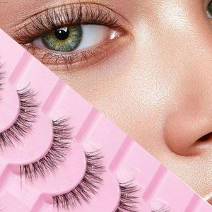 7 Pairs Natural Long Curled Thick Volume Crossed Fish Tail False Eyelashes With Clear Stems, Perfect For Daily Wear, 5-12mm