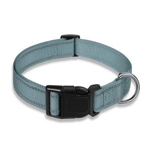 Adjustable Pet Collar & Leash Set - 2Pcs Reflective Nylon Night Safety Dog Rope (Grey M)