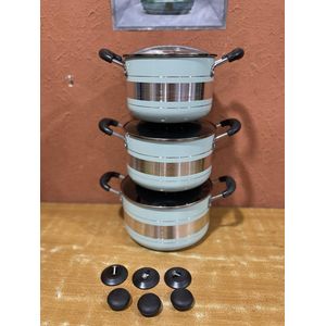 Hoffner  6PCS THICKENED ALUMINUM COOKWARE POT SET HF 601 DURABLE KITCHEN COOKING SET