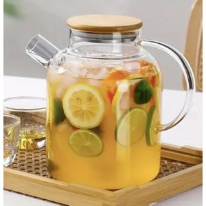 Clo Clear Glass Teapot with Filter – Reusable, Microwave Safe, – Round Design for Fruit Tea, Juice, And Beverages –, High-Temperature Resistant – Ideal Christmas, Halloween, Easter, Hanukkah, Thanksgiving Gift – Unpatterned, Handwash Solely