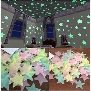 100 3D Glow-in-the-dark Star Wall Stickers