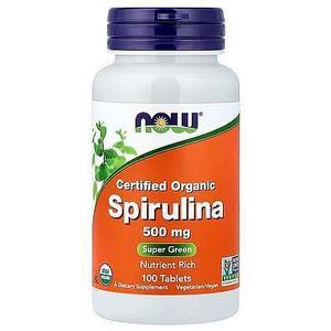 Now Certified Organic Spirulina 500mg – Super Green – Nutrient Rich – 100 Tablets