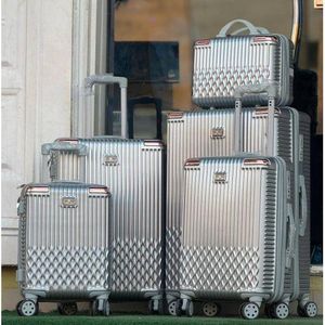 5 set of Travel Luggage Box With Kit Bag - SILVER