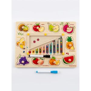3-in-1 Wooden Fruit Peg Puzzle and Magnetic Color Sorting Board
