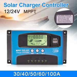 MPPT Controlador de carga solar, MPPT 40/50/60/100A Controlador de carga  solar Dual USB LCD Display 12V 24V (40A)