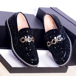 Fernando Melo Men's Luxury Crystal Velvet Loafers Premium Slip-On Formal Business Dress Shoes – Black