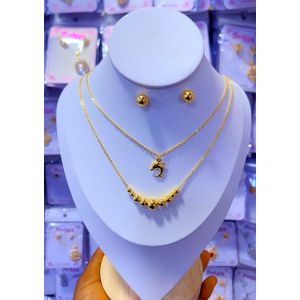 Fascinating Luxury & Beautiful Affordable Elegant Golden Necklace + Ear Ring For Adorable Unique Ladies 001